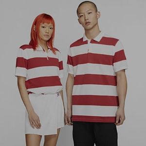 The Nike Polo Unisex Striped Polo Sierra Red White Size Men's XL